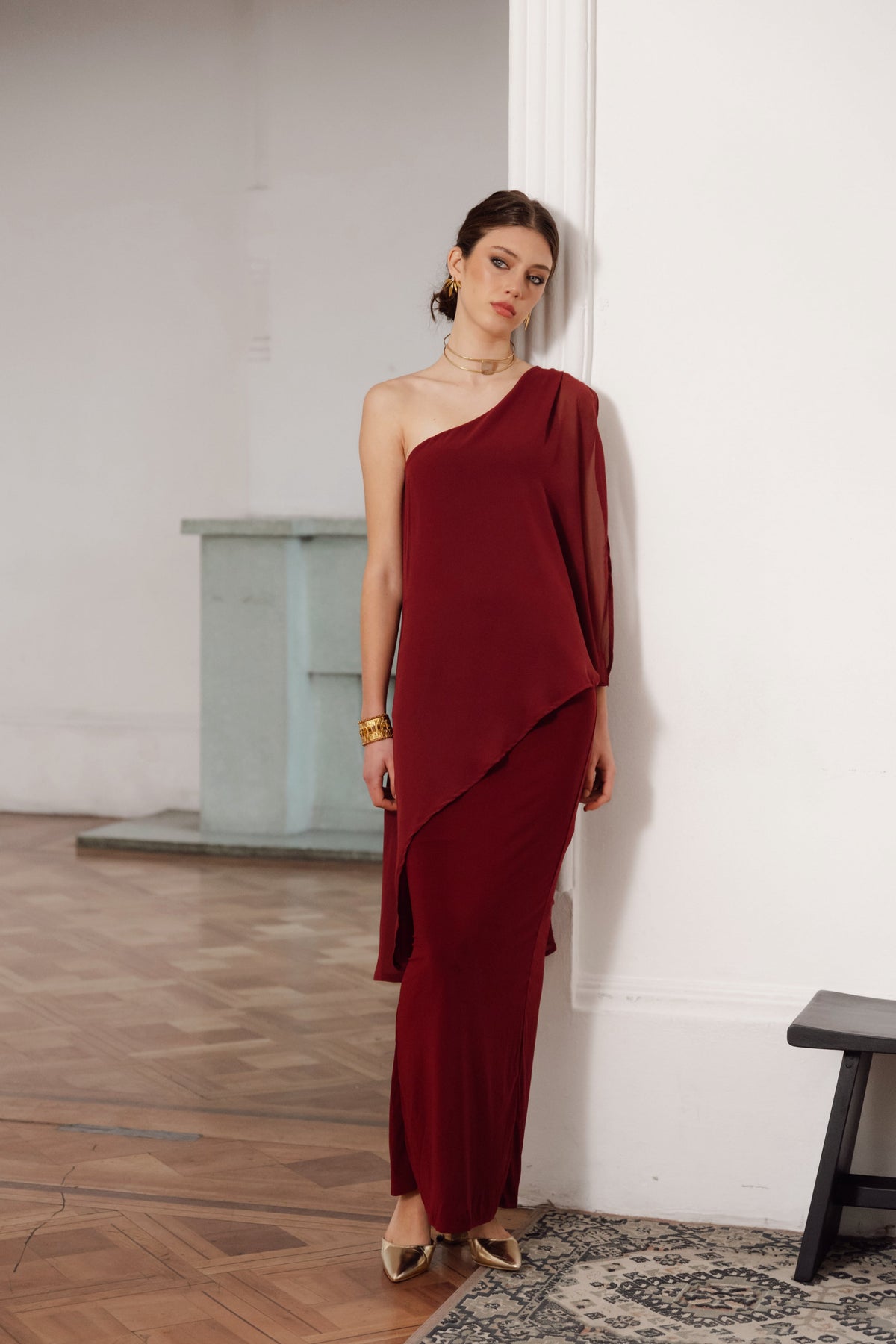 Vestido Fiesta Amarantta Burdeo