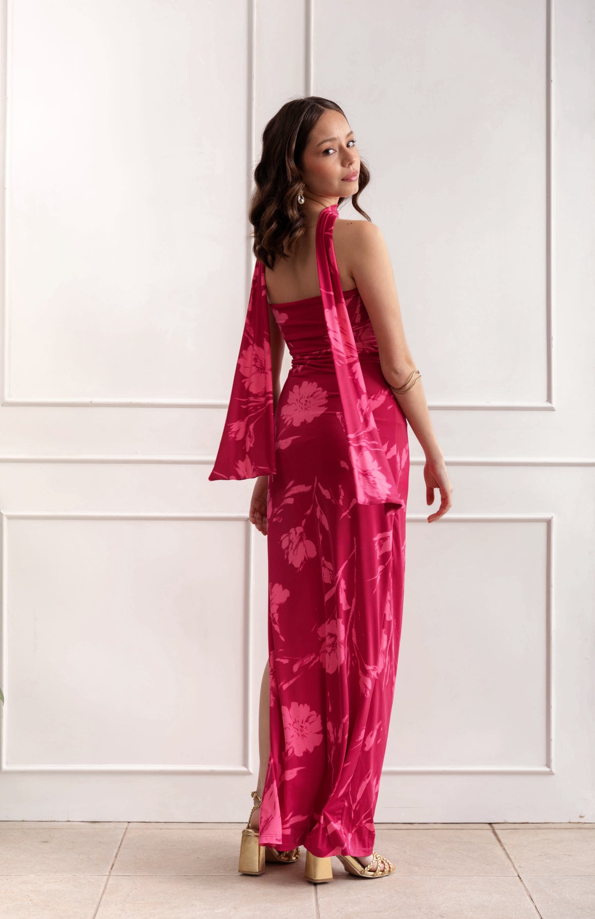 Vestido Fiesta Carlota Fucsia Print