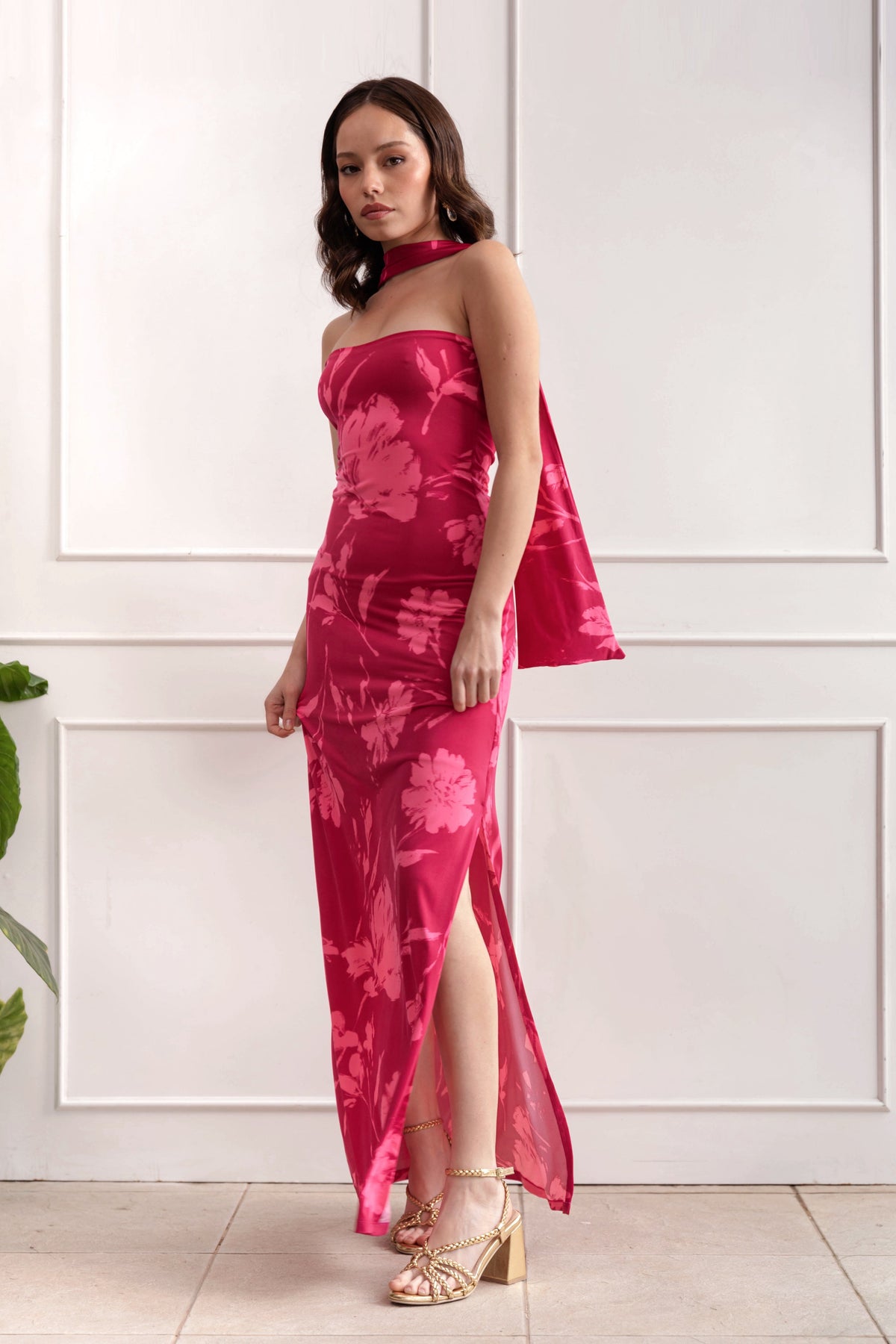 Vestido Fiesta Carlota Fucsia Print