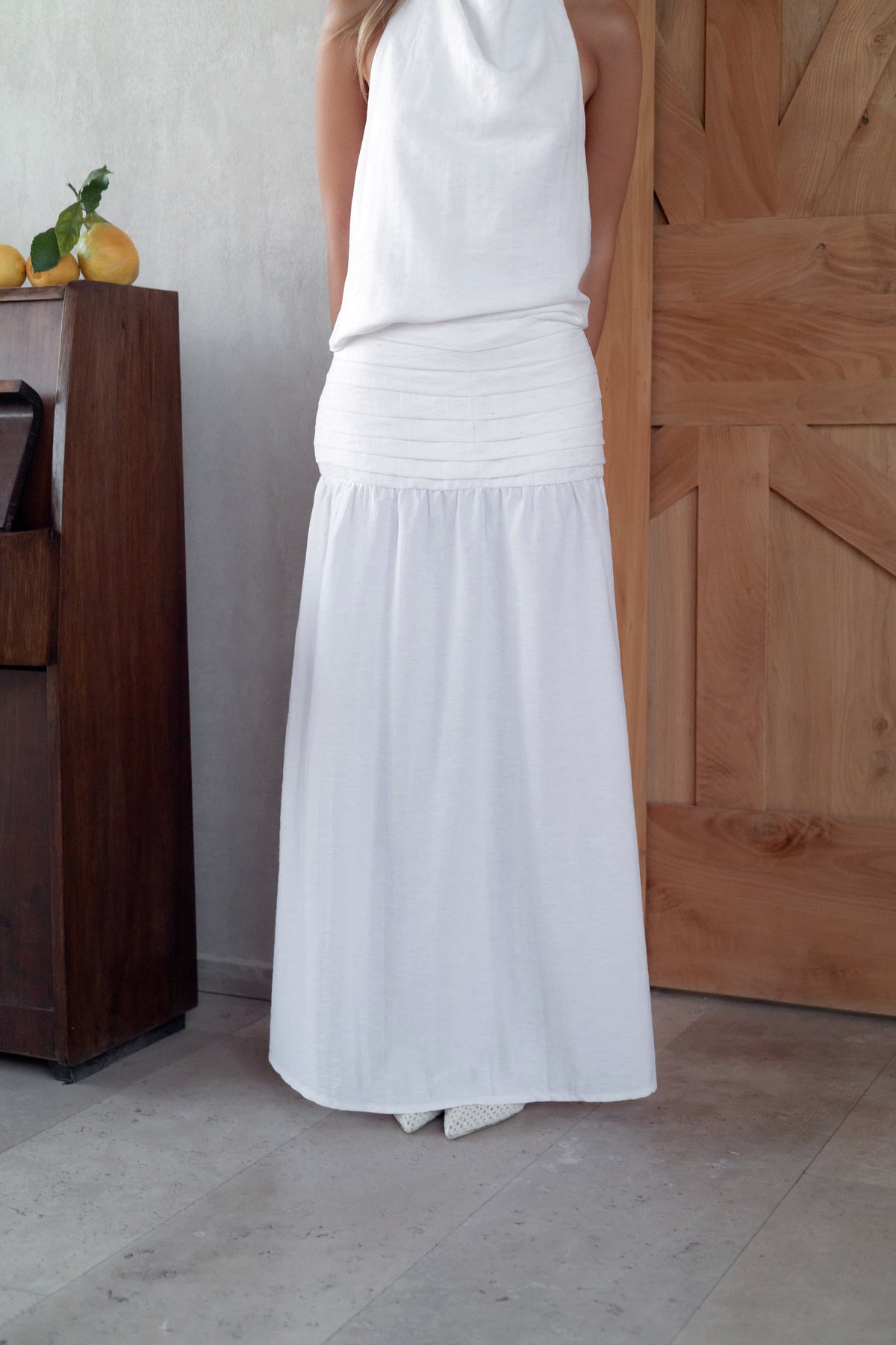 Falda Poline Blanco Lino