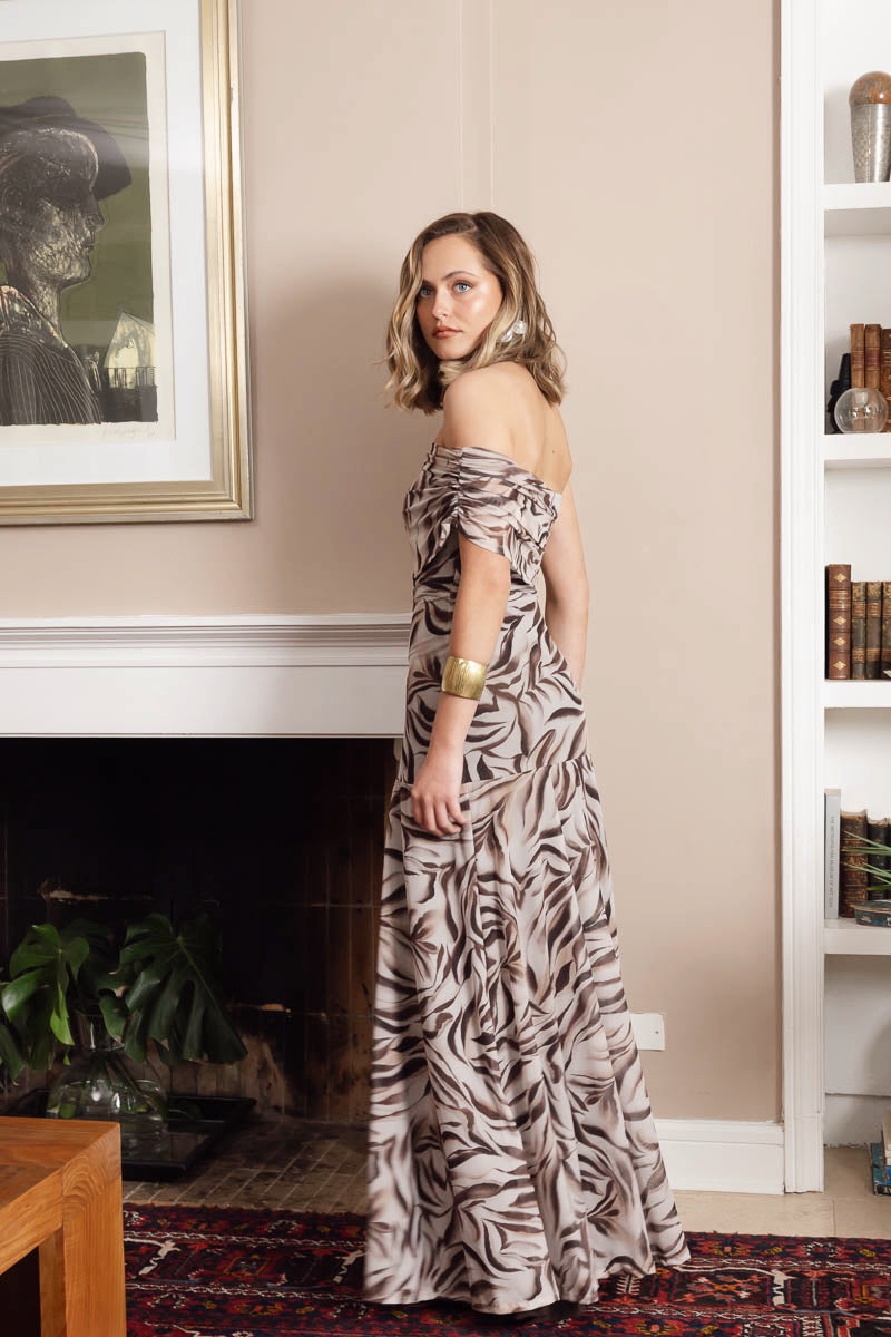 Vestido Fiesta Cece Mocca Print