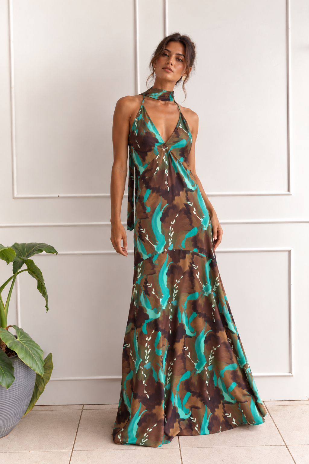 Vestido Fiesta Prim Mocca Print