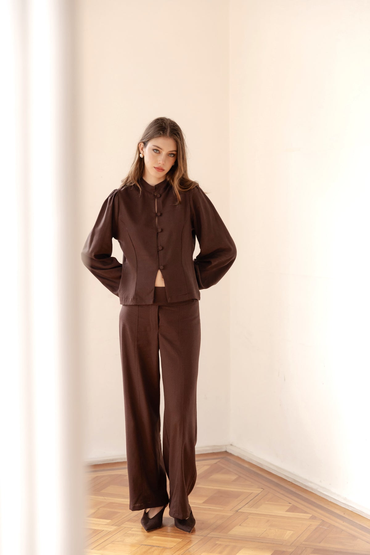 Chaqueta Aster Chocolate Lino
