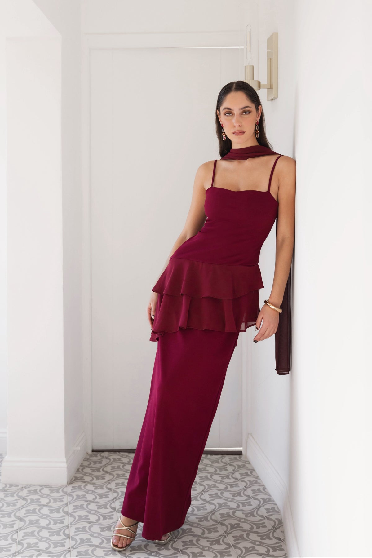 Vestido Fiesta Caetana Burdeo