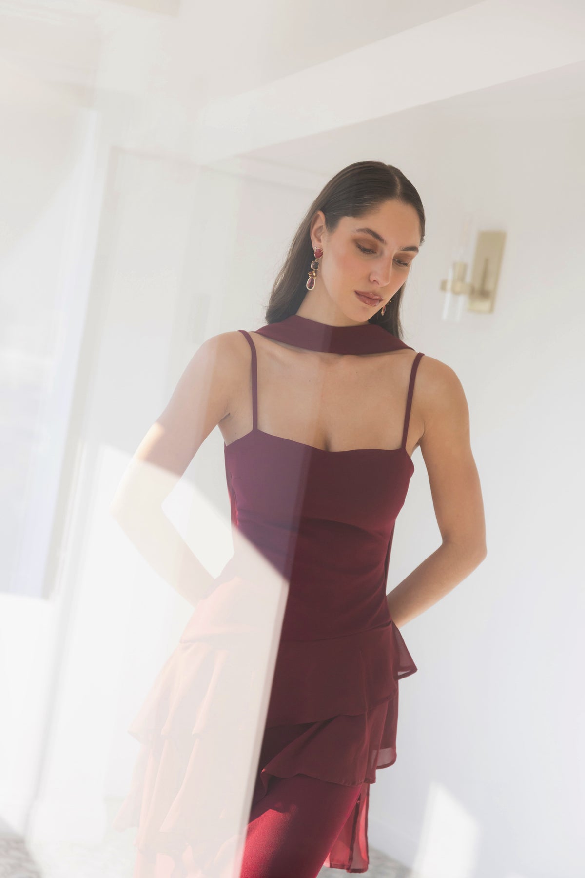Vestido Fiesta Caetana Burdeo