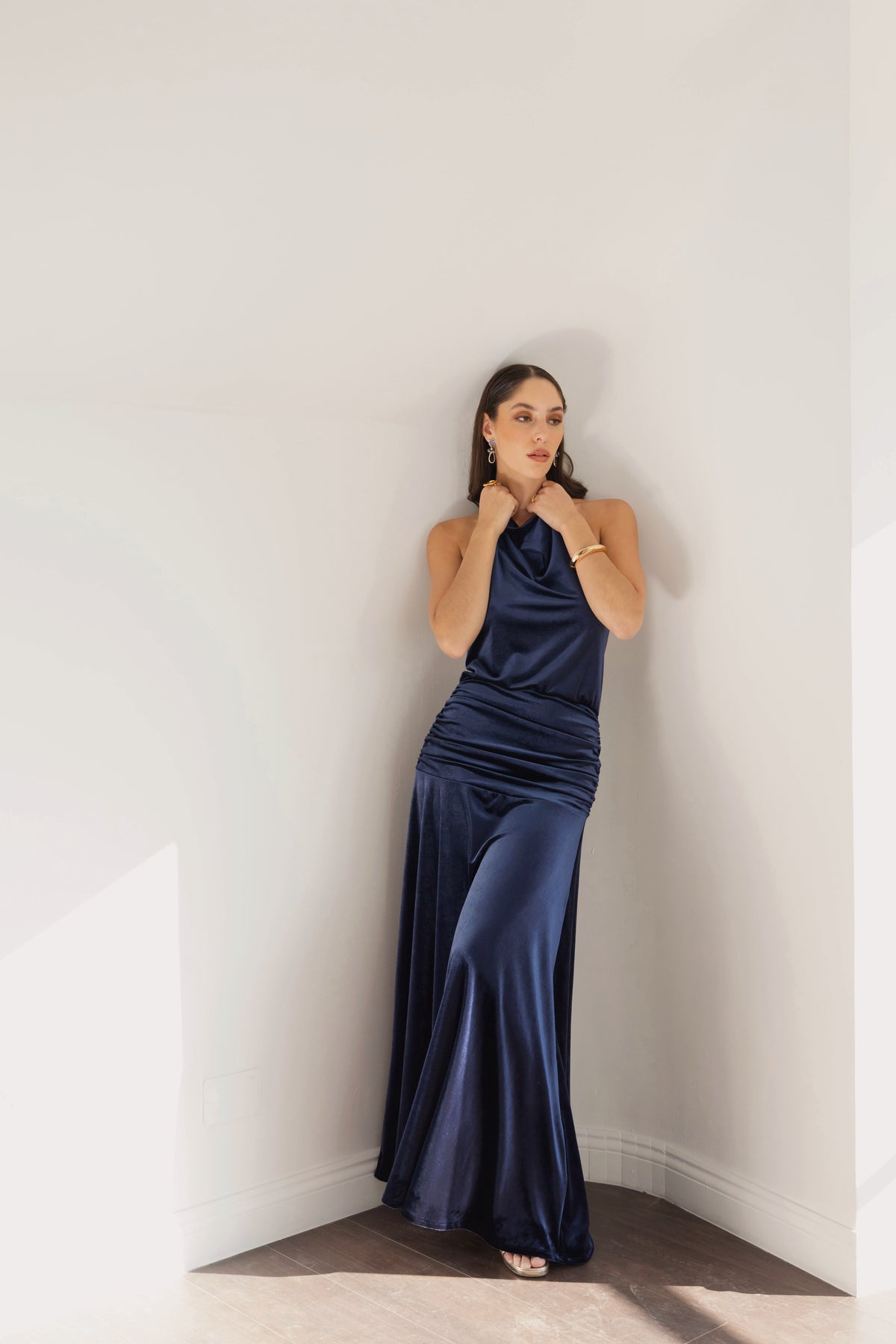 Vestido Fiesta Gala Azul Terciopelo