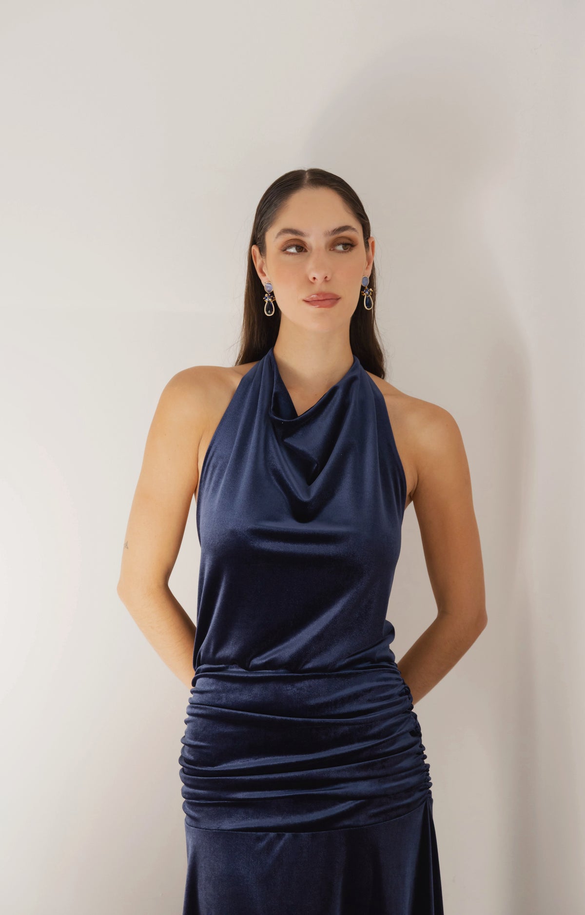Vestido Fiesta Gala Azul Terciopelo