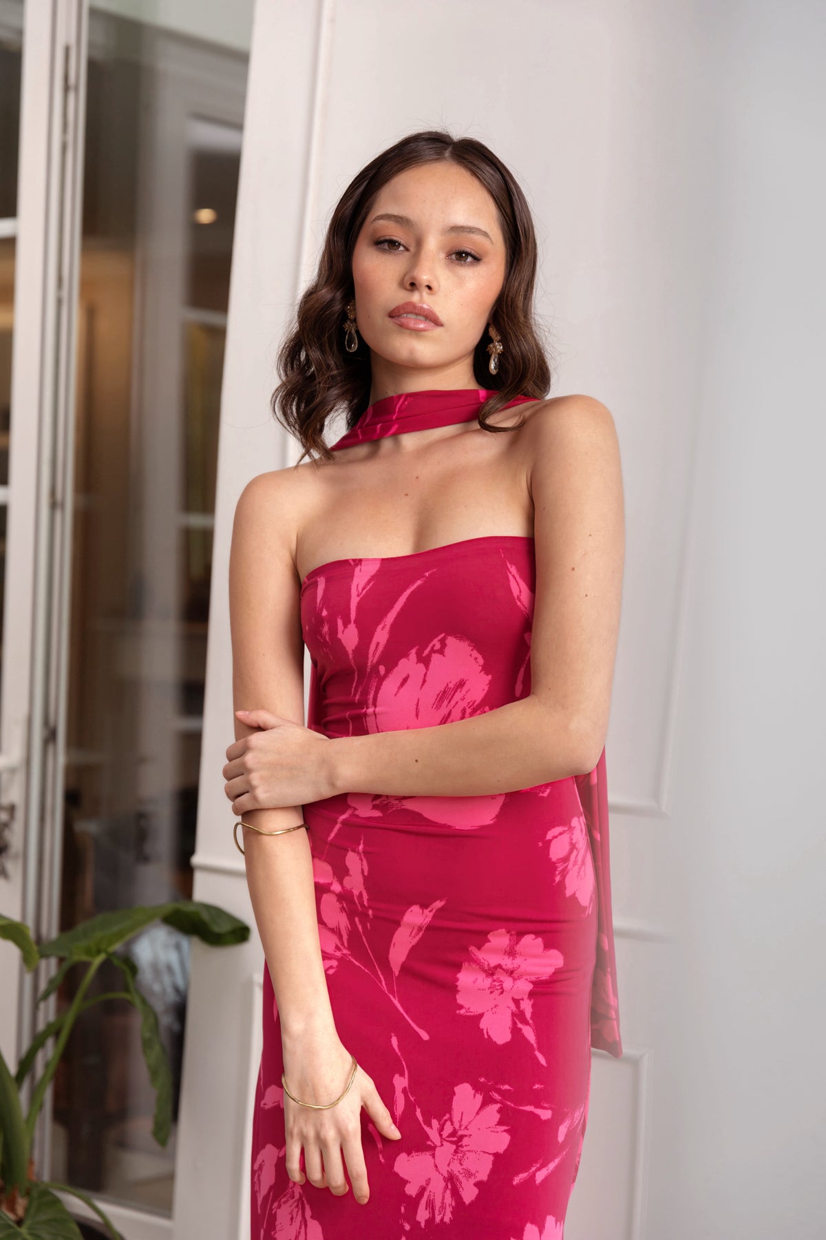 Vestido Fiesta Carlota Fucsia Print