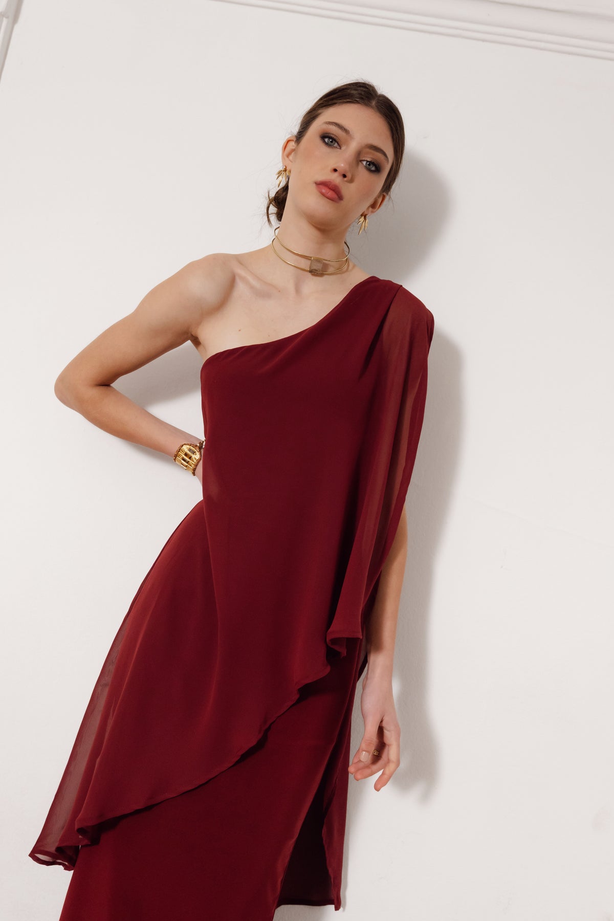 Vestido Fiesta Amarantta Burdeo