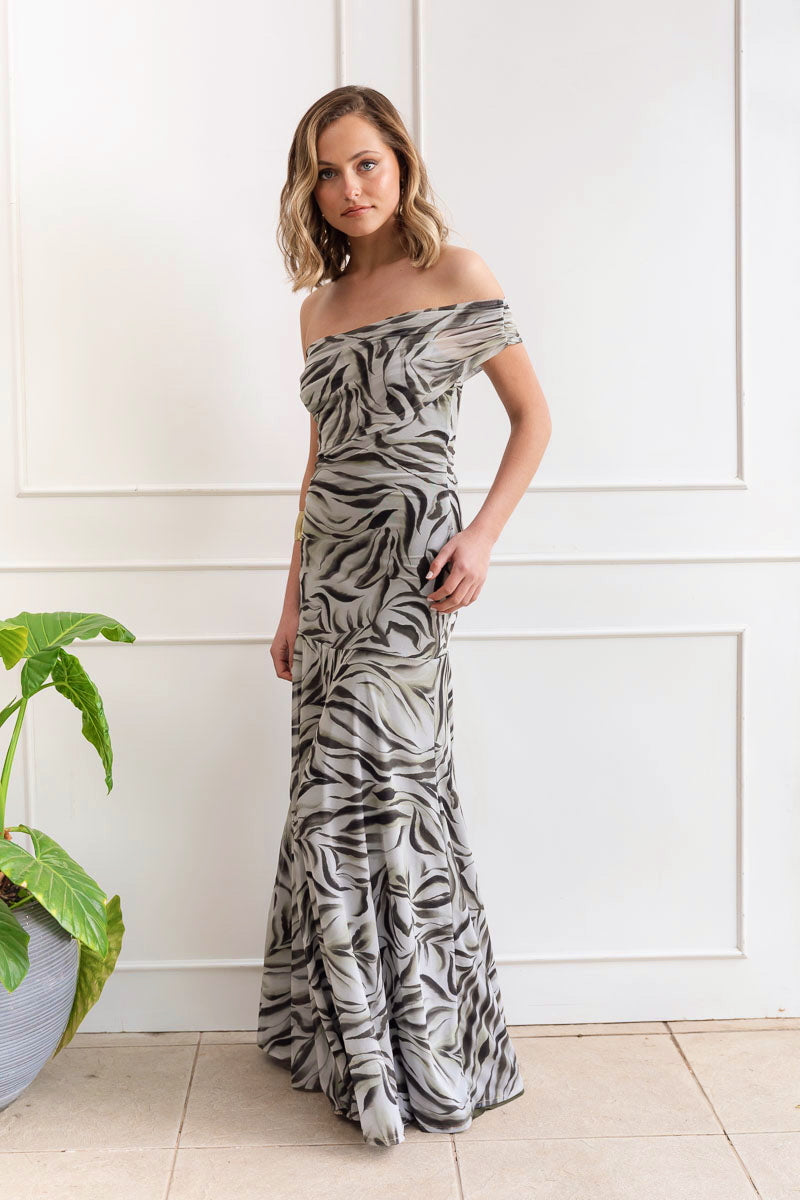 Vestido Fiesta Cece Oliva Print
