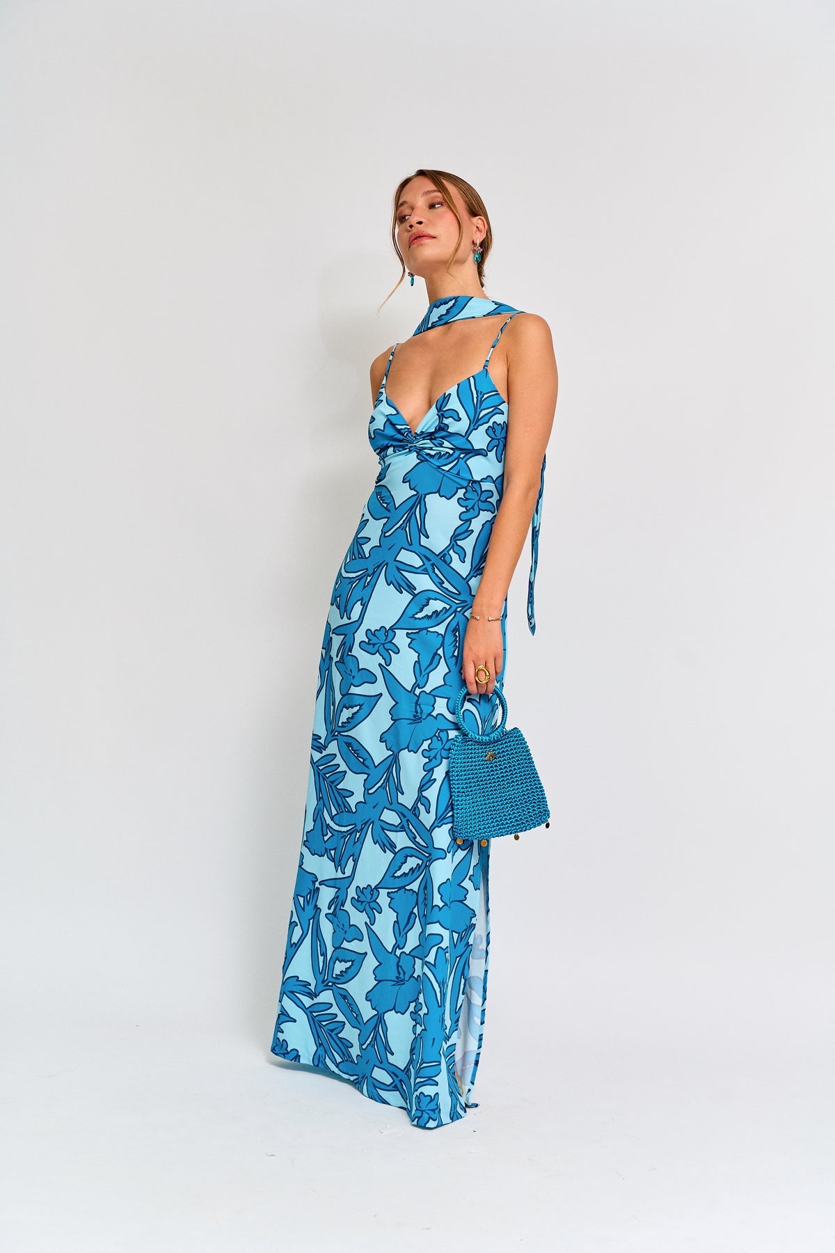 Vestido Fiesta Alba Celeste Print