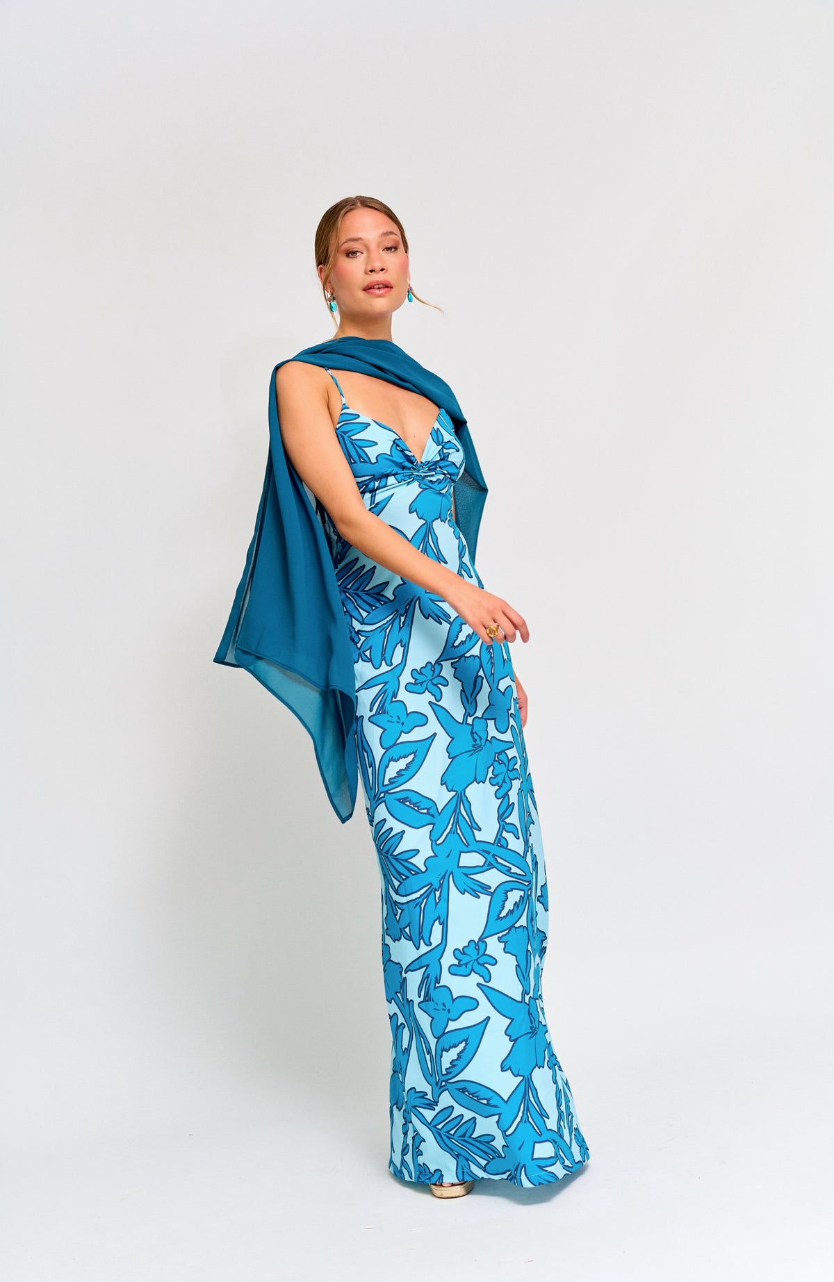 Vestido Fiesta Alba Celeste Print