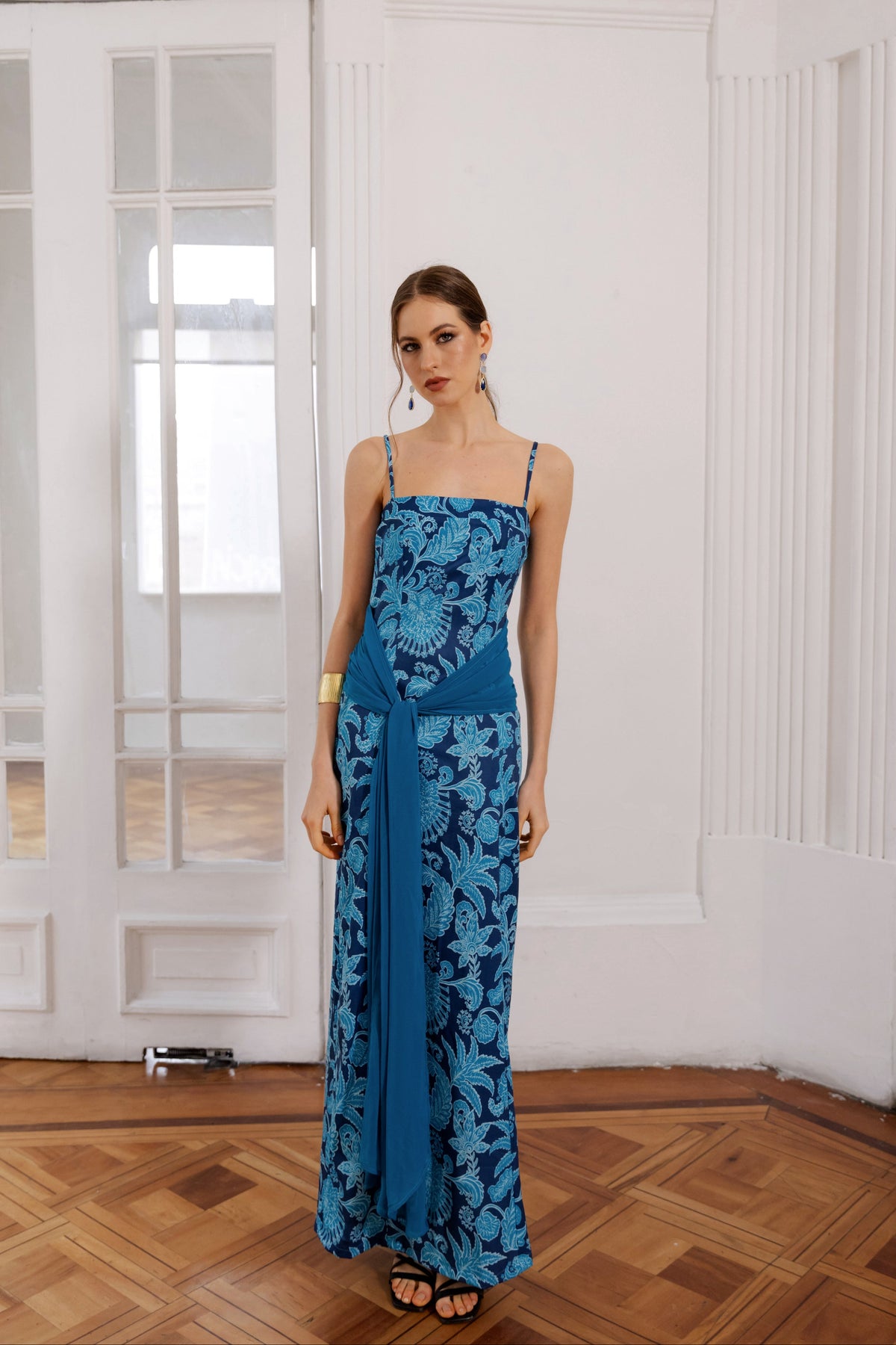 Vestido Fiesta Cossima Petróleo Print