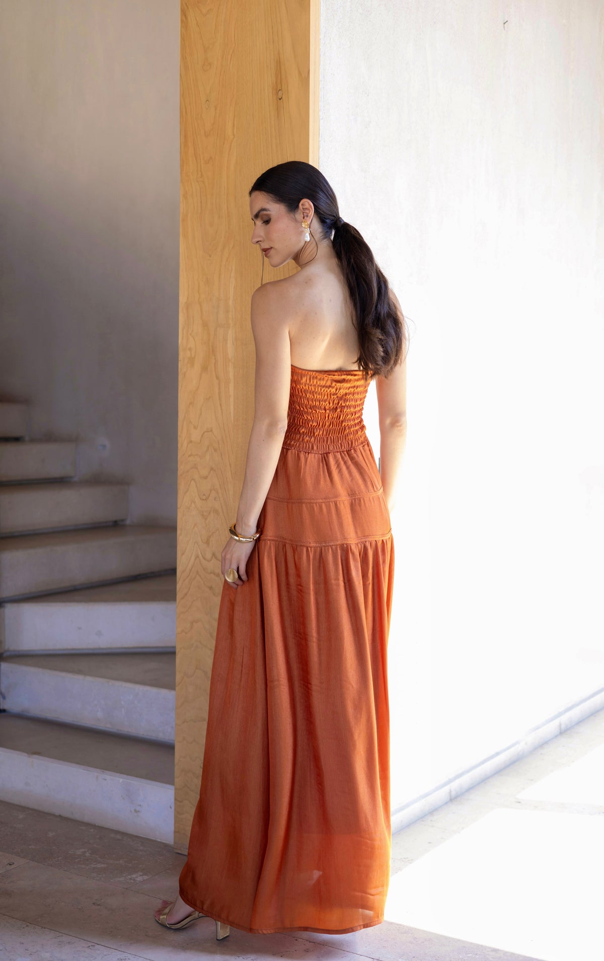 Vestido Fiesta Clara Terracota
