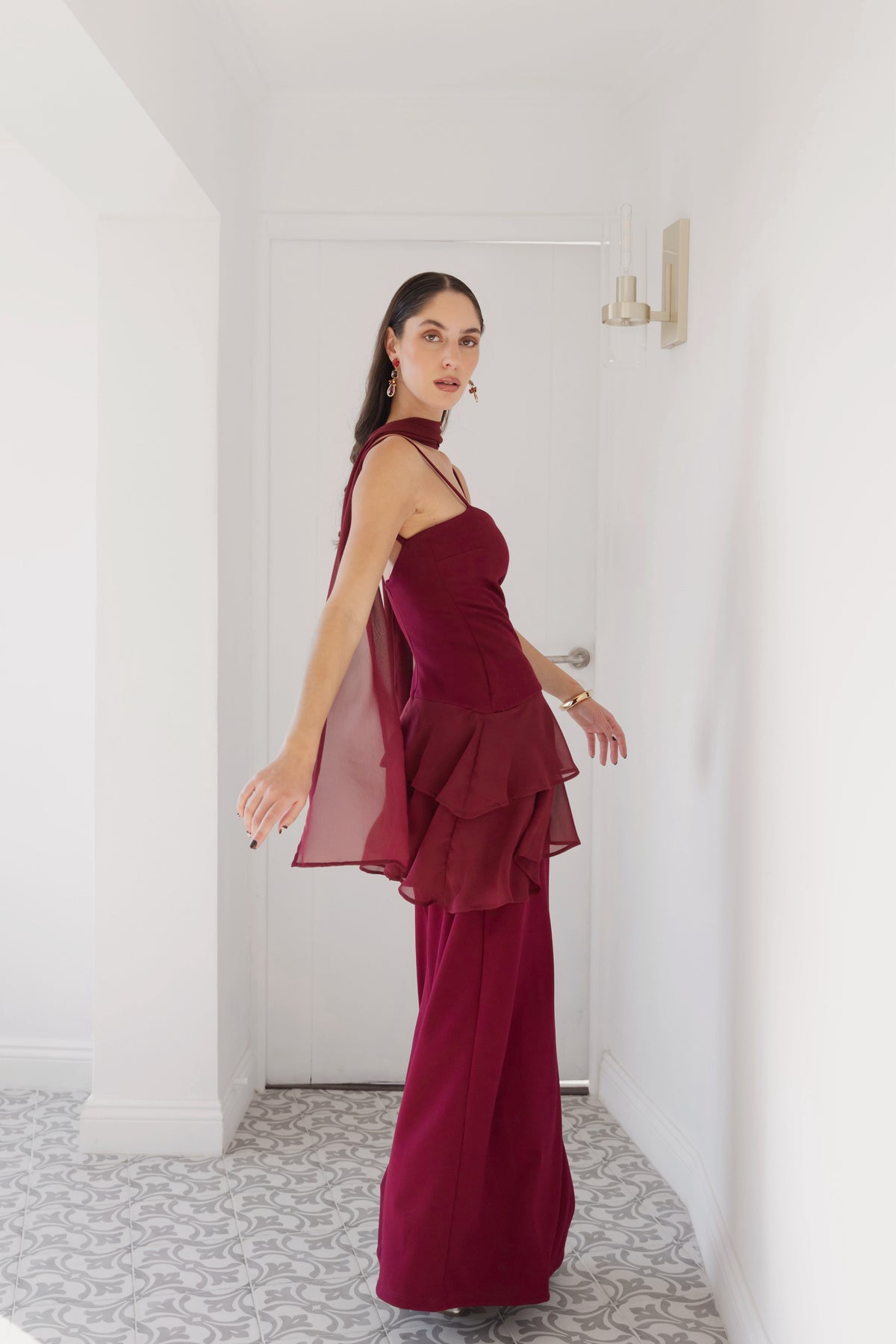 Vestido Fiesta Caetana Burdeo