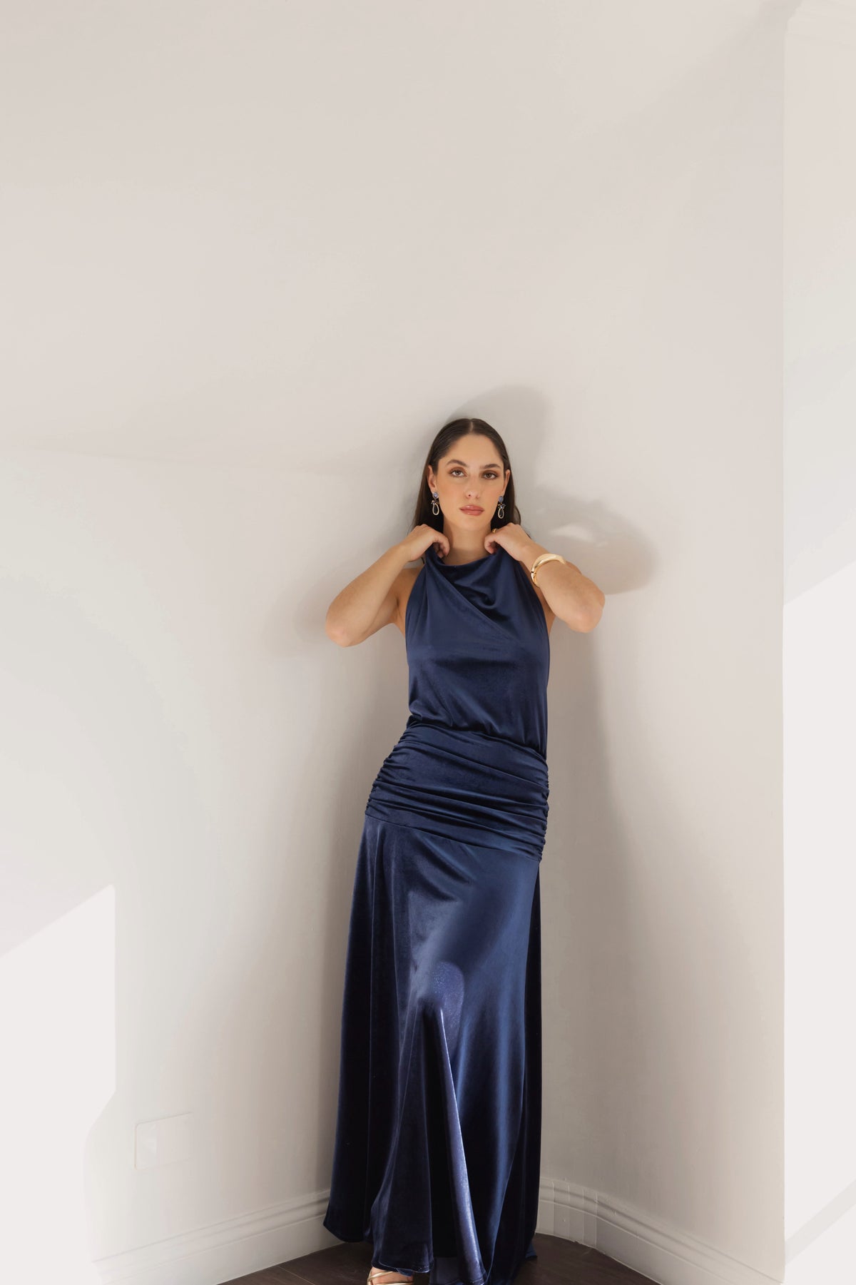 Vestido Fiesta Gala Azul Terciopelo